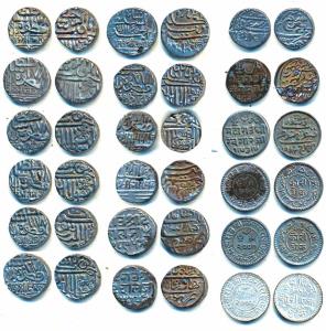 A set of all different Silver Kori (18), represented by 15 different rulers of the Kutch s