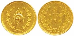 Tulabharam issue, Gold Double / 2 Pagoda, 5.11g, obv. conch shell within wreath, rev. Sri 