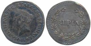 Goa, Maria II (1834-1853 AD), Silver Rupia, 10.95g, 1847, value within sprays on rev. (KM 