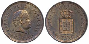 Carlos, Copper ½ Tanga, 1903 (KM 16). Uncirculated, Rare in high grades.