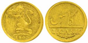Gold Gilt Proof Cash, 0.68g, 1803, obv. lion holding a crown to left, rev. value in Englis