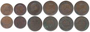 Queen Victoria, 1/12 Anna, 1899; Edward VII, 1/12 Anna, 1903; Edward VII, Copper ½ Pice, 1