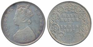 Victoria Empress, Silver ½ Rupee, 1897, Bombay Mint, A / I / B incuse, (Prid 305). Very Fi