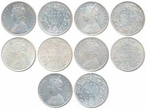 Victoria Empress, Silver Rupee (5), 1882, 1892, 1893 1900 & 1901. Very Fine+ to Extremely 