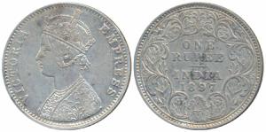 Victoria Empress, Silver Rupee, 1897, Calcutta Mint, C3 / I / C incuse (Prid 136). Very Fi