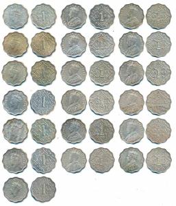 George V & George VI, Cupro-Nickel Anna (19), 1912, 1915, 1916, 1917, 1918, 1919, 1920 (sc