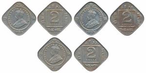 George V, Cupro-Nickel 2 Annas, 1918, Bombay Mint (Prid 894); 1936 (2), Bombay Mint (Prid 