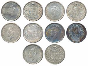 George VI, Silver ½ Rupee (5), 1938, Bombay Mint, Head type I (Prid 351); 1939, Bombay Min