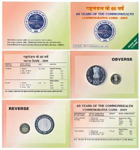 2009 Proof set, 60 Years of the Commonwealth, set of 2, Rupees 5 and 100. In immaculate co