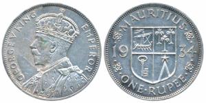 Mauritius, George V, Silver Rupee, 1934 (KM 17). Extremely Fine, Rare.