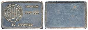 The Bombay Bullion Association Ltd, Silver Bar, 50g, Uniface. Extremely Fine, Scarce.