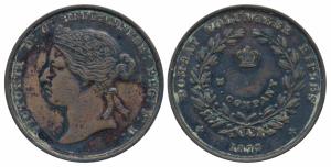 Bombay Volunteer Rifles, Bronze Medal, obv. crowned bust to left, rev. royal crown & B Com