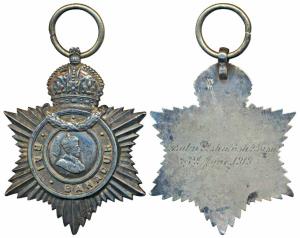 Indian Title Badge, George V, Silver, Rai Bahadur, crowned profile of George V facing righ