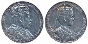 Edward VII Coronation Medal, Silver, 12.7g, obv. bust of the Emperor to right, rev. bust o