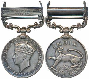 India General Service Medal, George VI, Silver, North West Frontier 1936-37 bar, awarded t