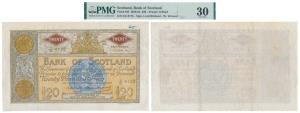 Scotland, Uniface, 20 Pound, 2nd October 1963 (Pick 93f). Graded by PMG 30, Very Fine.