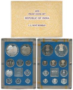 1975 Proof Set, Equality Development Peace, set of 10, 1 Paisa to Rupees 50. In immaculate