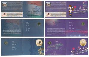 All single commemorative coins in mint packaging (5), all Rupees 5, 2010, 150 Years of Inc