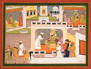 Two miniatures from the ‘Hamir-Hath’ series (story of king Hamir) The Pahari painters have
