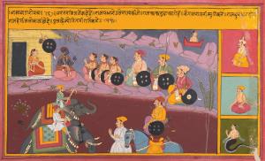 Bharata the younger half-brother of Rama dressed for battle with shield and weaponry speak