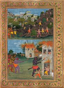 Four Paintings From a Manuscript of the First Book (Balkand) of the Ramcharitmanas of Tuls