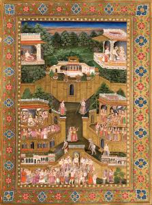 The whole of the court of Rama’s father Dasharatha at Ayodhya is jubilant at the wonderful