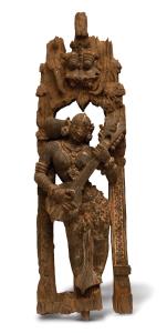 Likely from a temple chariot, the goddess standing in tribhanga within an ornamental arche