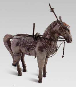 Realistically modelled, standing on four hollow hoofs, the eyes and front mane polychrome 