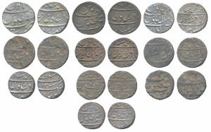 Muhammad Shah (AH 1131-1161; 1719-1748 AD), Silver Rupee, 10 different mints, Arkat, Ahmed