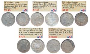 Victoria Queen, (DL) Silver Rupee, 1840, Bombay Mint, divided legend, 28 Berries, W.W. rai