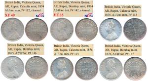 Victoria Empress, Silver Rupee, Bombay Mint, 1874, A2/II/ no dot, (Prid 142), cleaned, VF3