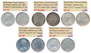 Victoria Empress, Silver Rupee, Bombay Mint, 1882, A3/I/ dot, (Prid 160), cleaned, XF45+ ;