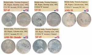 Victoria Empress, Silver Rupee, 1892, Calcutta Mint, C3 / I / C incused, (Prid 133) Graded