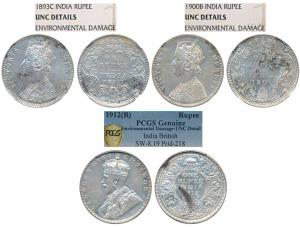Victoria Empress, Silver Rupee, 1893, Calcutta Mint, C3 / I / C incuse (Prid 134);1900, Bo