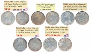 Victoria Empress, Silver Rupee, 1900, Calcutta Mint, C3 / I / C incuse, (Prid 138). Graded