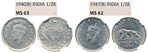 George VI, Half Silver ½ Rupee, 1940, Bombay Mint, (Prid 354). Graded by NGC MS63; Cupro-N