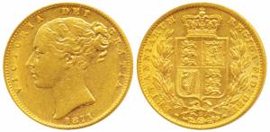 Australia, Victoria, Gold Sovereign, 8g, 1887, Young head, Shield on rev. ‘S’ mint mark fo
