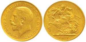 Australia, George V, Gold Sovereign, 8g, 1917, ‘P’ mint mark for Perth Mint (KM 29). Extre