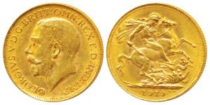 Australia, George V, Gold Sovereign, 8g, 1919, ‘P’ mint mark for Perth Mint (KM 29). About