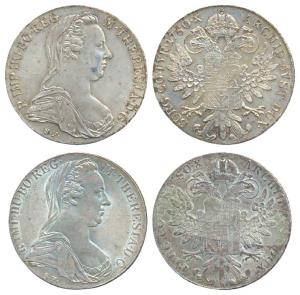 Austria, Maria Theresa, Silver Thaler, 28g, 1780 (KM 1866). Restrike, Uncirculated. (2)