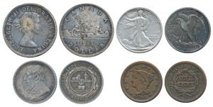 Canada, Elizabeth II, Silver 1 Dollar, 23.33g, 1963; United States of America, Silver ½ Do