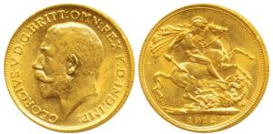 Great Britain, George V, Gold Sovereign, 8g, 1912, (KM 820). About Uncirculated.