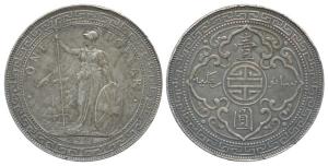 Great Britain, Silver Trade Dollar, rev. Britannia with spear and shield, value around and