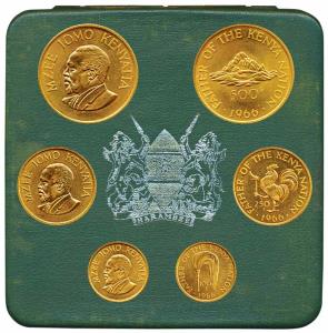 Kenya, Mzee Iomo Kenyatta, Father of the Kenyan Nation, 3 piece set, 1966, Gold 100 Shilli