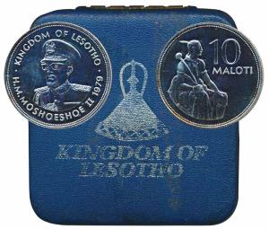 Kingdom of Lesotho, Proof, Silver 10 Maloti, 28.28g, 1979 (KM 23). Proof, within original 