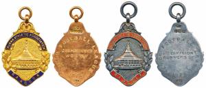 Burma Athletic Association, Rangoon, Gold 6.3g, Silver 7.69g, obv. a Stupa with Enamel at 
