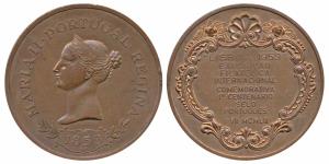 Indo-Portuguese, Bronze Medal, 1953, obv. portrait of Maria II with date 1853 below, rev. 