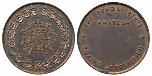 Bombay State Boxing Association, Copper Medal, 50g, obv. monogram within wreath. Very Fine