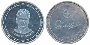 Sachin Tendulkar, Retirement Commemorative Silver Medallion, 20g, obv. bust of the cricket