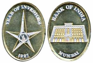Bank of India, Silver Bar, 40g, obv. Mumbai, rev. Year of Investors 1997. Extremely Fine.